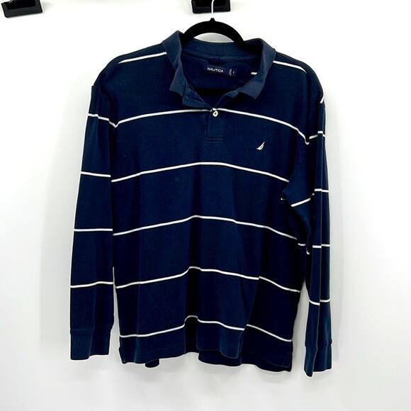 Nautica Other - Nautica Long Sleeve Polo Shirt - Navy/White - Small